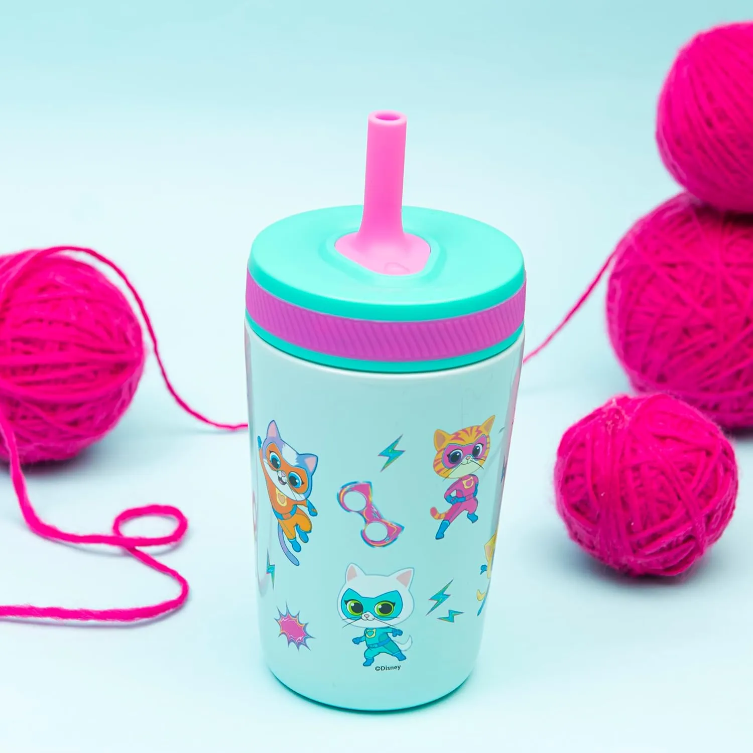 Zak Designs SuperKitties Kelso Toddler Cups For Travel or At Home, 12oz Vacuum Insulated Stainless Steel Sippy Cup With Leak-Proof Design is Perfect For Kids (Ginny, Sparks, Buddy, Bitsy)