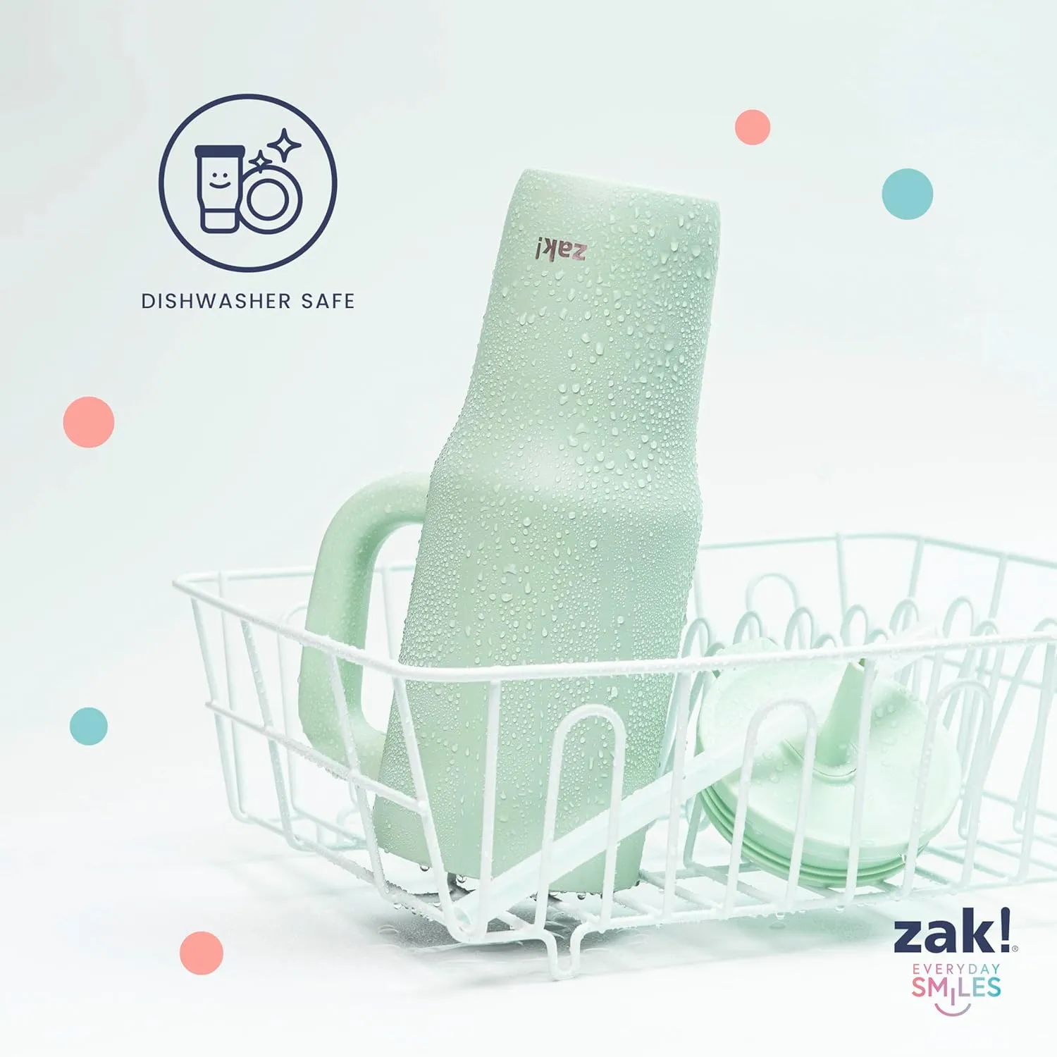 Zak Designs Sutton Travel Tumbler for On the Go, 40oz Stainless Steel with Vacuum Insulation, Silicone Straw, and Carry Handle for Cold Drinks (Cream White)