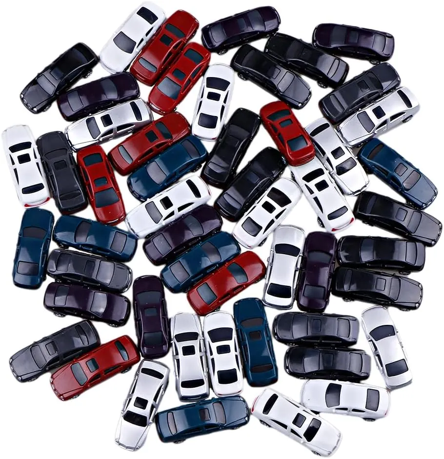 ZJIA Mini Model Painted Car 1:100 Scale Parking Scenery Street Layout (Pack of 50)