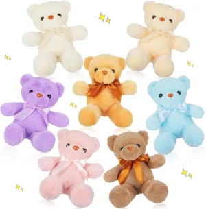 Zomiboo 7 Packs 14 Inch Plush Bear Stuffed Animals Plush Toys Soft Cute Stuffed Dolls Birthday Party Decorations, 7 Colors (Light Colors)