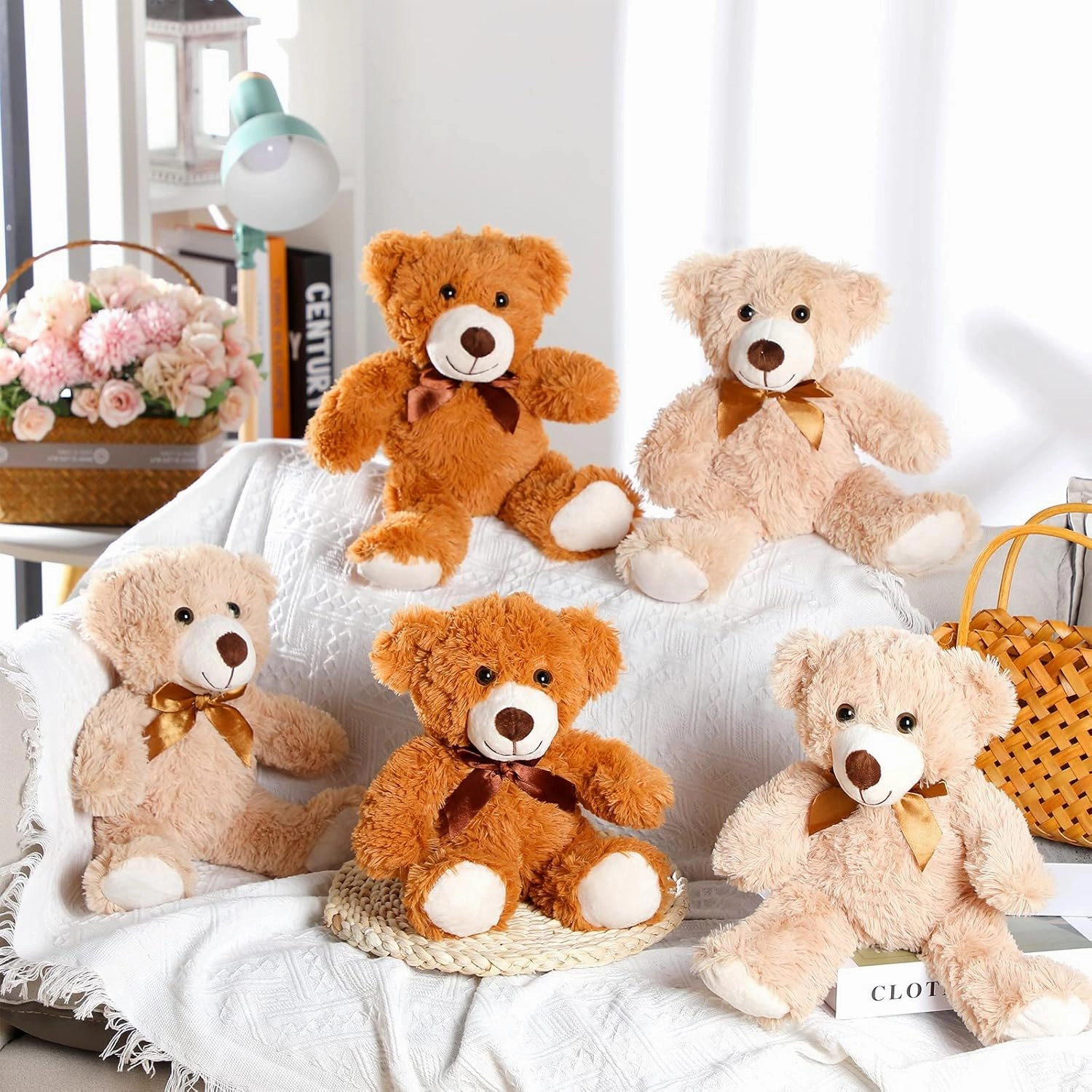 Zomiboo 7 Packs 14 Inch Plush Bear Stuffed Animals Plush Soft Cute Stuffed Dolls Birthday Party Decorations(Classic Colors)